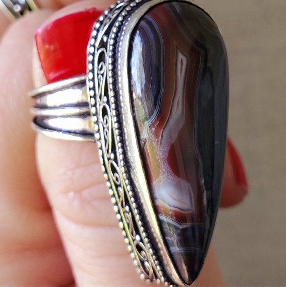 New Crazy Lace Agate 925 Silver Statement Ring. - Picture 9 of 14
